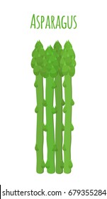 Green asparagus, butch of ripe asparagus sprout. Vegetarian nutrition. Made in cartoon flat style. Vector illustration