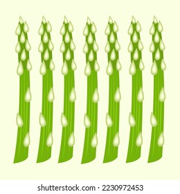 Green asparagus flat vector illustration. Cute asparagus cartoon vector illustration for graphic design and decorative element