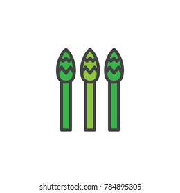 Green asparagus vegetable filled outline icon, line vector sign, linear colorful pictogram isolated on white. Symbol, logo illustration. Pixel perfect vector graphics
