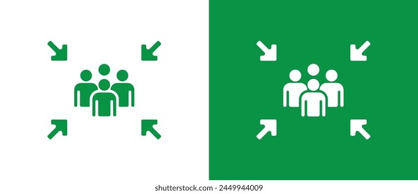 Señal de punto de reunión, Icono de punto de reunión, Icono de punto de reunión, Icono de evacuación de emergencia, Ilustración vectorial de signo de reunión en fondo de dos tonos.