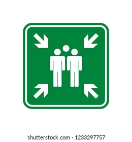 Green assembly point sign vector