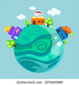 Elemento de ilustración del material de la tierra del asteroide verde