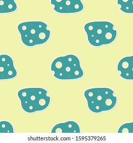 Green Asteroid icon isolated seamless pattern on yellow background.  Vector Illustration