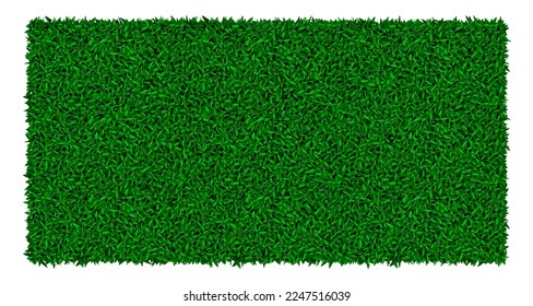 Green astro turf mat with grass texture. Carpet or lawn top view. Vector background. Baseball, soccer, football or golf field. Fake plastic or fresh natural ground for game play.