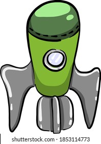 Green astronaut machine, illustration, vector on white background