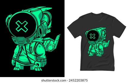 Diseño de Vector de astronauta verde, Ilustración vectorial de diseño de camiseta
