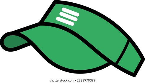Green athletic tennis visor cap sun hat icon vector illustration isolated on white background.