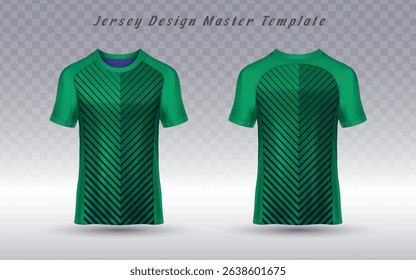 Green athletic top with dynamic zig-zag patterning, ideal for streetwear collaborations, running club apparel, or sport-inspired fashion lines. Modern vector template for customization.