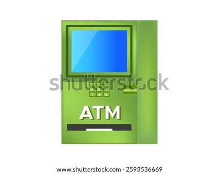 Green ATM Machine Icon Banking Payment Withdraw Transaction Terminal Vector Design