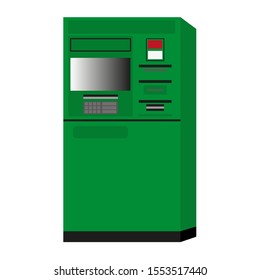 Green ATM on a white background