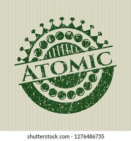 Green Atomic distress rubber stamp with grunge texture