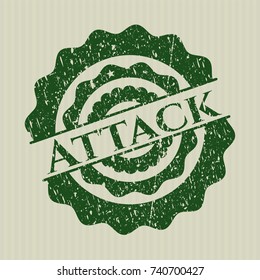 Green Attack rubber stamp with grunge texture
