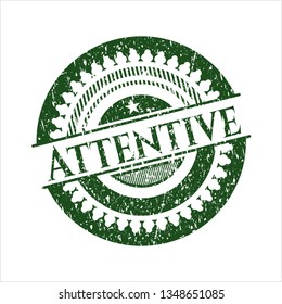 Green Attentive rubber stamp