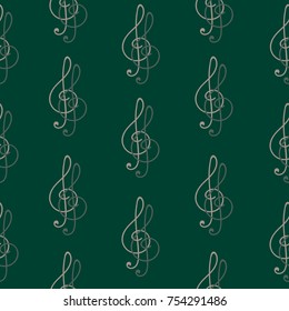 Green attern with treble clefs
