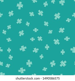 Green Attraction carousel icon isolated seamless pattern on green background. Amusement park. Childrens entertainment playground, recreation park.  Vector Illustration