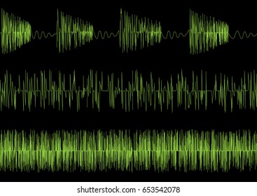 Green Audio equalizer waves over black background