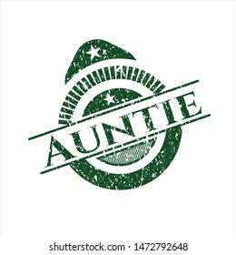 Green Auntie distress rubber stamp