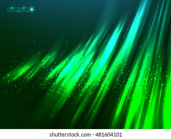 Green aurora polar light vector abstract background