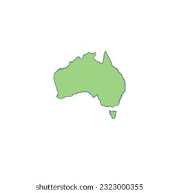 Green Australia Map Cartoon Style Vector Illustration