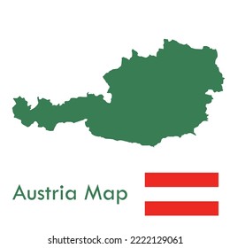 Green Austria Map Vector With National Flag