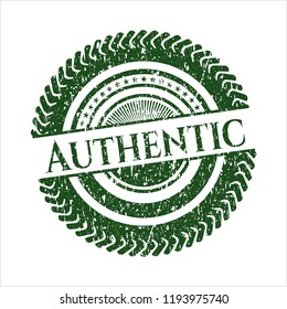 Green Authentic distressed rubber seal with grunge texture