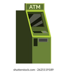 Green automated teller machine offering easy access to cash and banking services