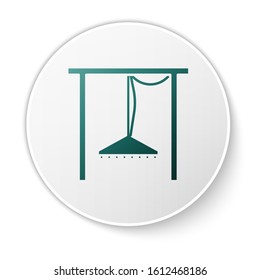 Green Automatic irrigation sprinklers icon isolated on white background. Watering equipment. Garden element. Spray gun icon. White circle button. Vector Illustration
