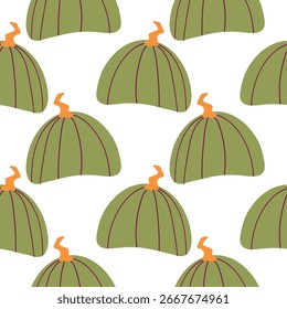 Green autumn pumpkin seamless pattern background for packaging and decoration