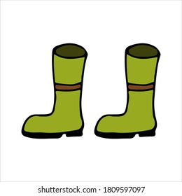 Green autumn shoes vector icon. Flat illustration of autumn boots in vector