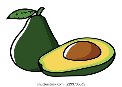 green avacado vector colored simple