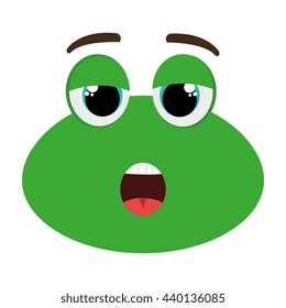 green avatar frog   with open mouth and red tongue over isolated backrgound,vector illustration