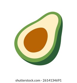 A green avocado with a brown center. The avocado is cut in half and the green part is shown