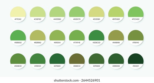 Ícone verde da paleta de cores de abacate em estilo plano. Ilustração vetorial de amostras de catálogo em plano de fundo isolado. Conceito comercial de sinal de catálogo de cores.