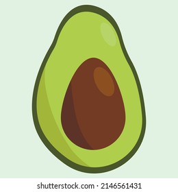 Vocado verde. Ilustración vectorial de diseño plano de aguacate verde sobre fondo verde