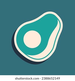 Green Avocado fruit icon isolated on green background. Long shadow style. Vector