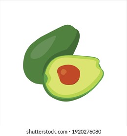 green avocado fruit with seeds vector digital design graphic 2d hd illustration