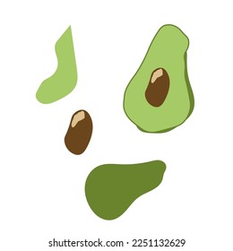 Green avocado, great design for any purposes. Vector illustration. Organic concept.