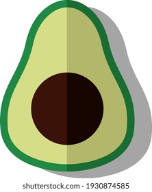 Vocado verde en mitad, ilustración, vector sobre fondo blanco.