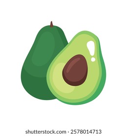 Green avocado half with seed