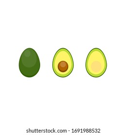Green avocado isolated on white background.