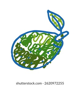 verde abacate folha ícone doodle esboço vetor. sinal verde abacate folha. símbolo isolado ilustração