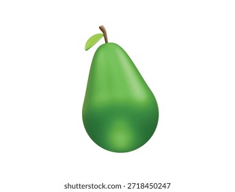 Aguacate verde con el icono de la hoja 3d ilustración de representación