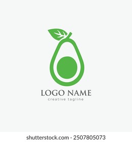 Green Avocado logo, avocado oil, avocado icon, eco, leaf, vegan, fresh natural avocado logo fully editable vector template