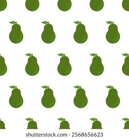 Green avocado seamless pattern in Flat design. Vector background