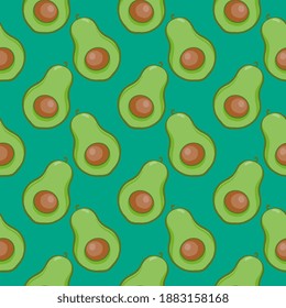 Vocado verde, patrón sin fisuras en un fondo verde.