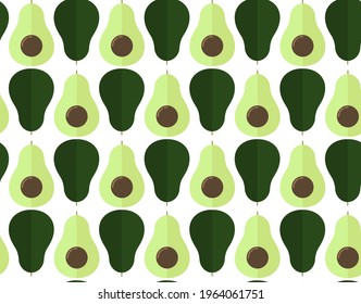 Green avocado seamless pattern. Vector illustration for fabric, textile, wrapping paper, banners and wallpaper. Flat design illustration