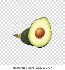 green avocado slice on a transparent background