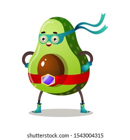Green avocado in traditional mask of superhero vector illustration