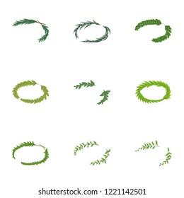 Green award icons set. Cartoon set of 9 green award vector icons for web isolated on white background