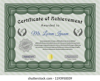 Green Awesome Certificate template. With background. Detailed. Lovely design. 